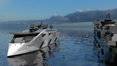 FX Thor Aut Transporter Load Transfer Close Up Sea SB Aft Low