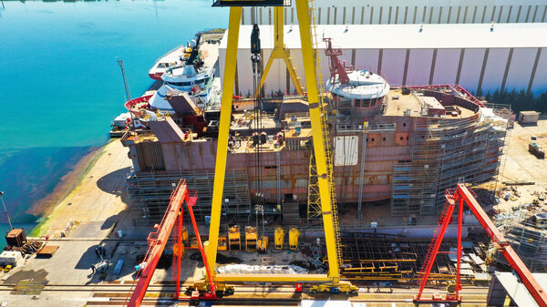 Bluewild's fishing vessel of Ulstein design under construction.
