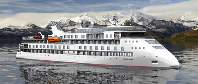 An ULSTEIN CX103 expedition cruise ship design no 7 for Sun Stone Ships SB fore low