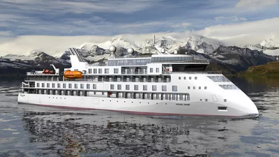 An ULSTEIN CX103 expedition cruise ship design no 7 for Sun Stone Ships SB fore low