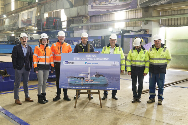 Steel cutting ceremony Acta Marine first CSOV of ULSTEIN SX216 design