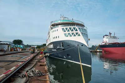 The Sylvia Earle quayside after delivery, photo by Aurora Expeditions/Benjamin Tan.