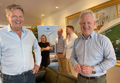 CEO Stig Remøy, Olympic Shipping, and managing director Lars L Olsen, Ulstein Verft.