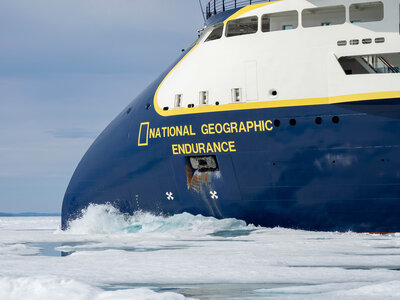 The X-BOW pushing forward in the icy waters. Photo: Lindblad Expeditions.