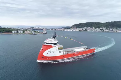 Energy Empress on departure from Ålesund to Geiranger for her naming ceremony.