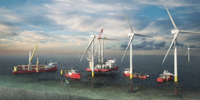 Five stages in the lifecycle of an offshore wind farm.