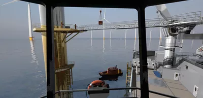 ULSTEIN SX210 Offshore Wind Turbine Operations View Aft from SB Bridge Wing