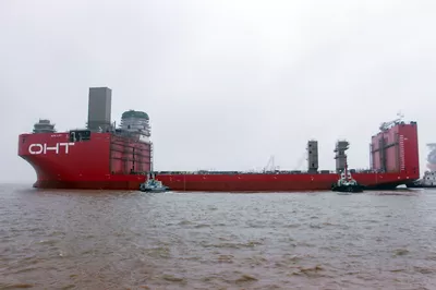 Launching of the semi-submersible foundation installation vessel 'Alfa Lift', photo courtesy of CMHI.