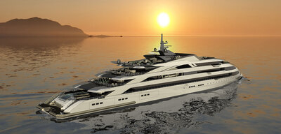 An ULSTEIN CX123 yacht outside the Norwegian bird sanctuary of Runde.