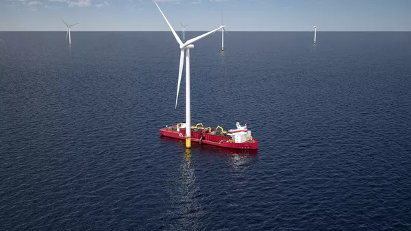 The Ulstein designed GLDD subsea rock installation vessel for US offshore wind.