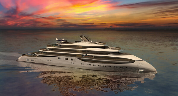 An ULSTEIN CX110 yacht sailing in the Galapagos Sea.