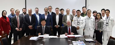 Representatives from Sun Stone Owner CMHI yard Tillberg interior designer UDS Ship designer and Equipment package Supplier and Makinen Interior Supplier