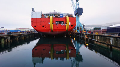 Aft end of the CLV vessel Nexans Aurora CR Ulstein Group Daniel Osnes