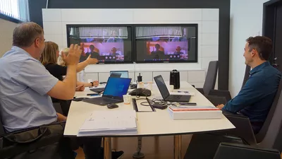 A virtual shake of hands at the delivery meeting today.