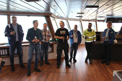 Change of flags ceremony on the bridge of the WINDEA JULES VERNE.