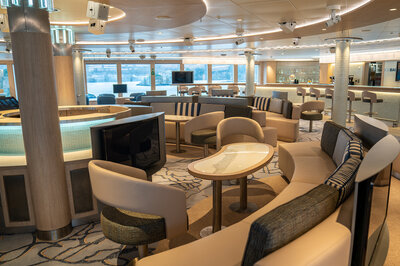 The ice lounge, with a state-of-the-art audio video system.