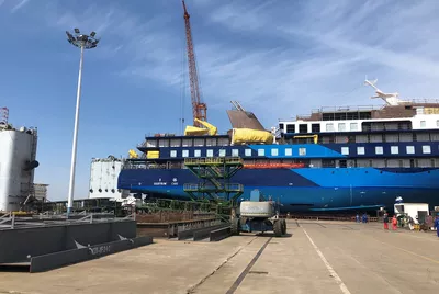 Ocean Victory on her way to the sea.