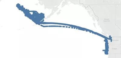 Figure 2 historical position of a stern trawler operating in Alaska