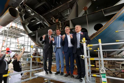 The keel laying ceremony for the Ocean Victory.