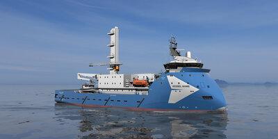 An SOV vessel converted from a PX121 platform supply vessel.