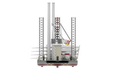 Stern view of the ULSTEIN J102 jack-up vessel design.