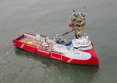 The 'Kasteelborg' W2W vessel, originally designed and built as a platform supply vessel (Blue Queen) of the PX121 design.