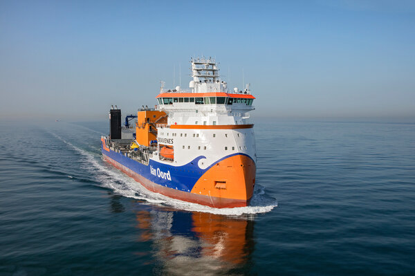 The subsea rock installation vessel 'Bravenes', designed by Ulstein for Van Oord.
