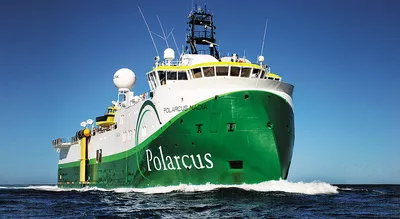The seismic research vessel 'Polarcus Nadia' of the ULSTEIN SX124 design.