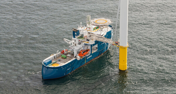 Windea La Cour connected to offshore wind turbine.