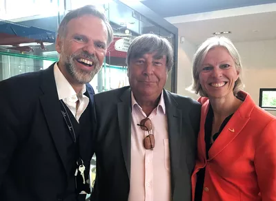 The Norwegian maritime cluster veteran, Alan Thorpe, together with Tore and Gunvor Ulstein.