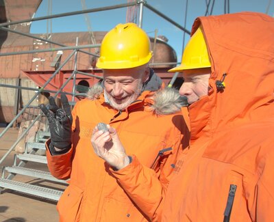 The two iconic coins used for the keel laying ceremony.