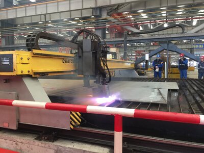 Steel cutting for the first SunStone Ships' expedition cruise vessel designed by Ulstein.