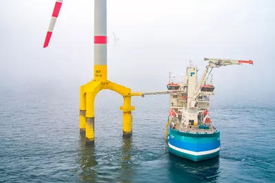 Acta Auriga at work at the BARD Offshore 1 Offshore Wind Farm.