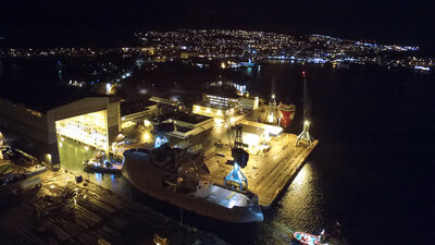 Acta Auriga hull arrival at Ulstein Verft, photo Benny Banen, Acta Marine.