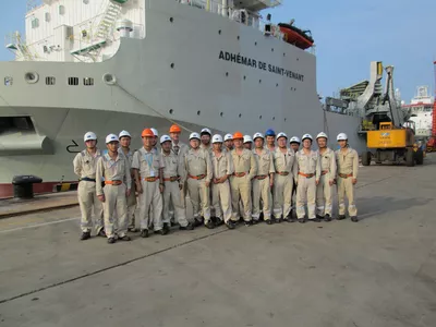 The Ulstein Electrical Technology team in front of Adhemar De Saint-Venant.