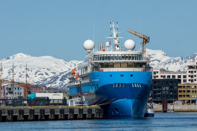 The Ocean Albatros in Tromsø, preparing for her pre-cruise to Longyearbyen (Photo: Matthew Cheok).