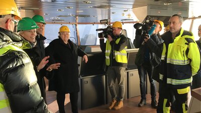 Prime minister Erna Solberg was interested to know where the newbuilt Service Operation Vessel for BS Offshore is going to be operated.