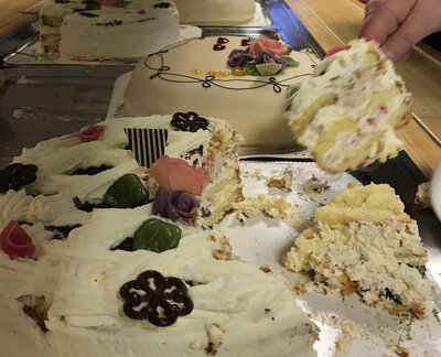 The traditional cake table when celebrating a new contract.