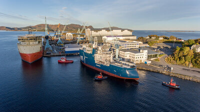 The Windea Leibniz when preparing for sea trial. The vessel is currently working for Siemens. (photo: Oclin)