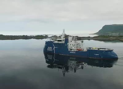 The SOV vessel for Bernhard Schulte Offshore when starting on her sea trial. (Photo: SjimpHansen Media)