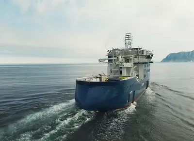 Yno 309 from Ulstein Verft, the first vessel with an X-STERN. (Photo: SjimpHansen Media)