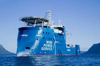 The SOV vessel from Ulstein Verft sea trialling in the fjords of Norway.