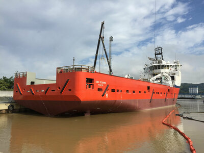 During inclining test of the CBO Oceana at the Oceana yard, Brazil.