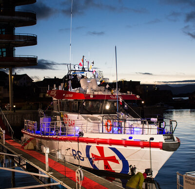 RS 'Idar Ulstein' in perfect surroundings for a naming ceremony.