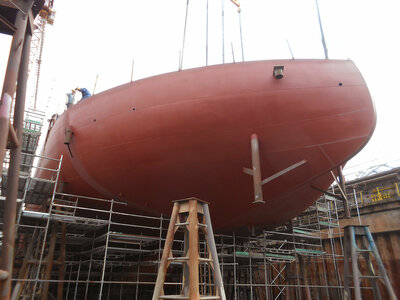 The first X-STERN being mounted on a vessel for the offshore wind service industry.