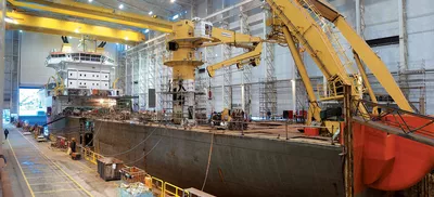 Normand Cutter in the dock hall in January 2004, about to be converted from a Cable Laying Vessel to a Pipe Laying and Construction Vessel.