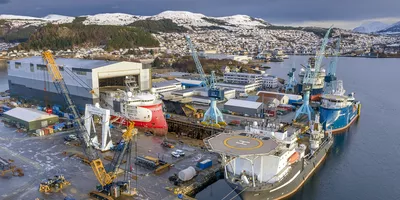 Aerial of Ulstein Verft, January 2023