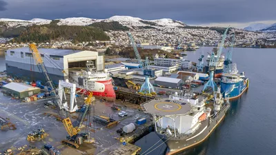 Aerial of Ulstein Verft, January 2023