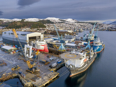 Aerial of Ulstein Verft, January 2023