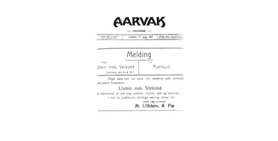 Announcement of the start up 9 Aug 1917